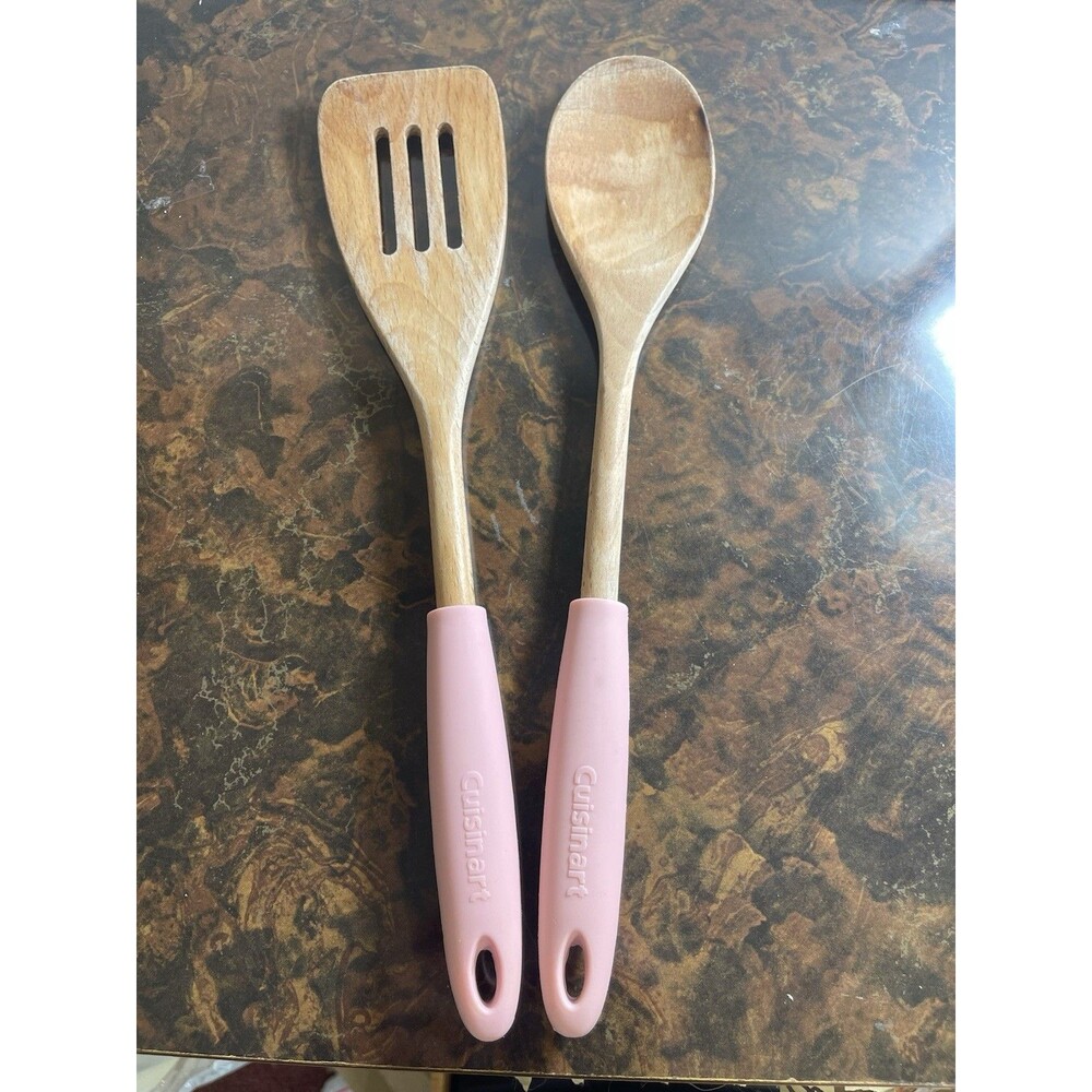 Cuisinart Pink Handle Wooden Utensil Set 13 1/2" Pre-loved